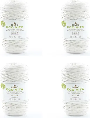 Obrázek produktu pro 4x DMC Eco Vita-4 – silná příze z recyklované bavlny (4 mm), složená z 80 % bavlny a 20 % polyesteru (barva 1)