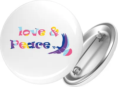 Produktbild von Huuraa Button Love & Peace 59mm rund mit Sicherheitsnadel Ansteckbutton Geschenkidee