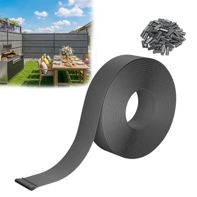Obrázek produktu pro TRMLBE PVC pásky na ochranu soukromí, role 70 m, šedé, silné, odolné proti UV záření a povětrnostním vlivům, s upevňovacími sponkami, pro plot z tyčových mřížek, do zahrady a na balkon