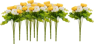 Produktbild von VBS XXL Blumen-Picks "Ranunkel", Weiß/Gelb, 10 Stück, ca. 28 cm