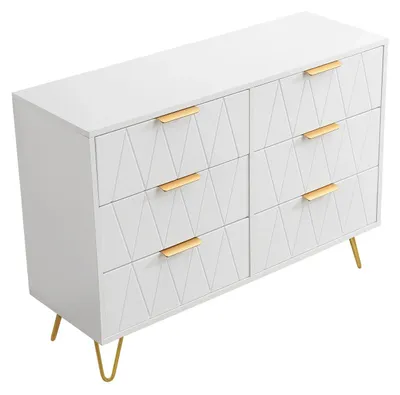Obrázek produktu pro Komoda Ladekast, 6 zásuvek - Komoda se zásuvkami - Moderní komoda - Robustní konstrukce z MDF - Elegantní kovové nohy