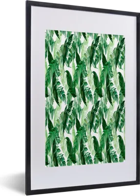 Produktbild von MuchoWow® MuchoWow® Gerahmtes Poster Vintage - Blätter - Pflanzen 40x60 cm - Poster mit zchwarzem Bilderrahmen - Poster in Rahmen
