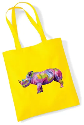 Produktbild von Huuraa Jutebeutel Nashorn Colorful 10 Liter Yellow Baumwolle Tasche Geschenkidee