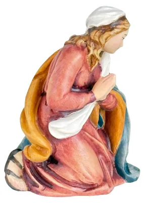 Krippenfigur Maria kniend, handbemaltes Holz, 13 cm