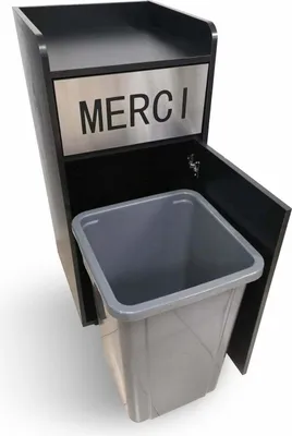 Image de Poubelle snack merci noir avec bac plastique 110L
