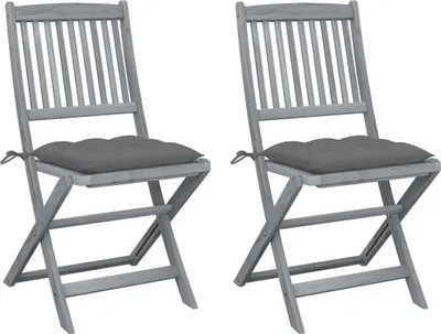 Produktbild von Klappbare Gartenstühle 2 Stk. mit Kissen Massivholz Akazie