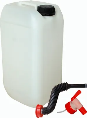 Produktbild von 15 Liter Kanister Natur mit Hahn und flexiblen Ausgießer lang (DIN 61) | Lebensmittelecht | BPA Frei | Tragbar Stapelbar und Stabil | Extrem Robust und Langlebig | Indoor und Outdoor