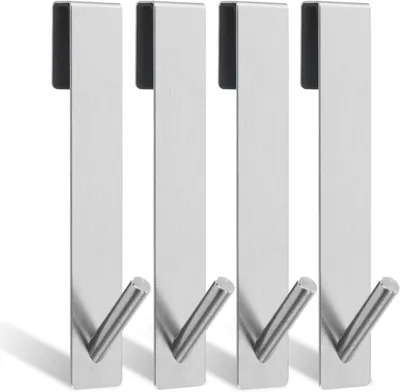 Imagen del producto de Ganchos para toallas para el baño, soportes para toallas para el baño, ganchos para fijación sin taladro, acero inoxidable