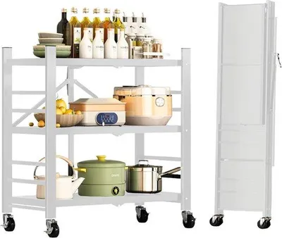 Produktbild von Famanu Ablagefläche Modulares Multifunktionsregal mit Rollen - Klappbare Stehleiste