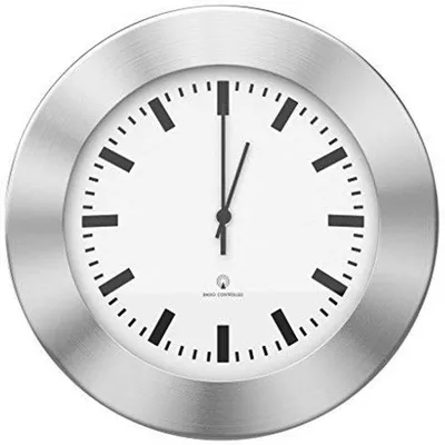 Produktbild von Aluminium Wanduhr mit Radio, Thermometer und Feuchtigkeitsmessgerät, 30,5 cm, Silber