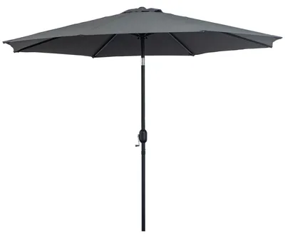 Image de Parasol de jardin - Parasol pour terrasse, diamètre 295 x 250 cm - 8 baleines - Mécanisme à manivelle - Inclinable - Toile en polyester - Gris foncé