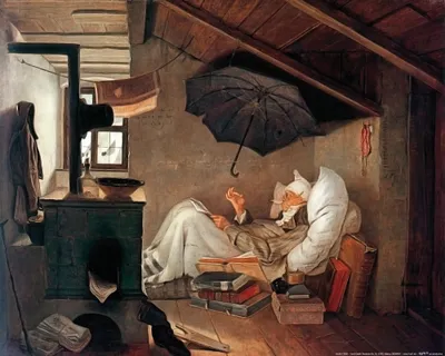 Zdjęcie produktu dla Carl Spitzweg obraz drukowany - Biedny poeta (40 x 50 cm)