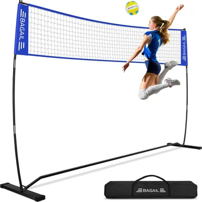 Image de Filet de volley-ball portable - Longueur : 3,7 mètres - Matériau : nylon - Couleur : bleu