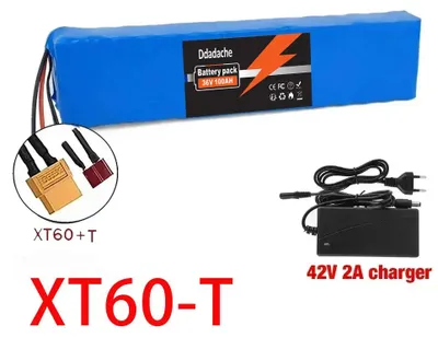 Immagine prodotto di Batteria agli ioni di litio per scooter elettrici - Pacco batterie da 36V 100Ah - Ricaricabile - Adatta per e-bike e scooter - Connettore di ricarica XT60 T