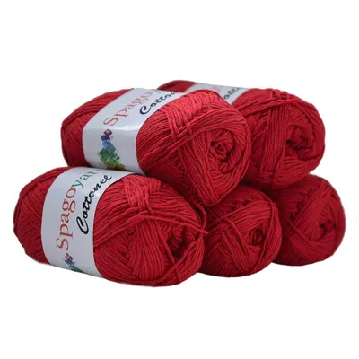 5 x 100g Strickgarn Cottonel Uni Häkelwolle Handstrickgarn rot