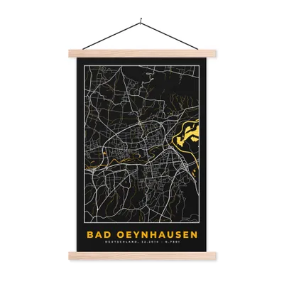 Produktbild von MuchoWow® Textilposter Karte - Bad Oeynhausen - Gold - Stadtplan - Deutschland 60x90 cm mit holzfarbenen Rahmen - Textil