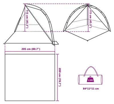 Produktbild von vidaXL Strandzelt Grau Quick Release Wasserdicht