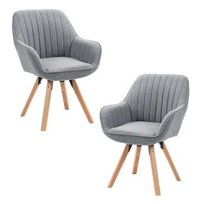 Obrázok produktu pre Meubles Cosy – sada 2 pohodlných jedálenských stoličiek zo šedej látky s otočnou funkciou o 360° – CARSON