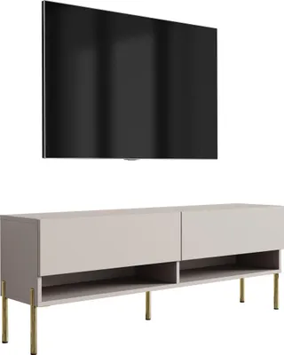 Obrázok produktu pre TV stolík 140 cm kašmír, rovné zlaté nohy, 140 × 32 × 52 cm