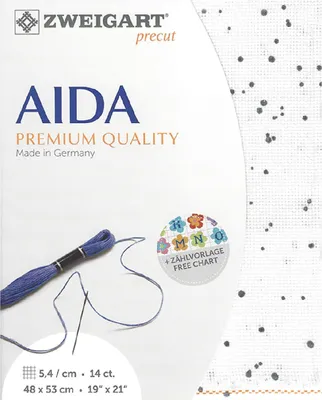Zdjęcie produktu dla AIDA Zweigart precut 14 ct. Stern-Aida 3706 Farbe 1329 Splash weiß-grau, Zählstoff für Kreuzstich 48x53cm