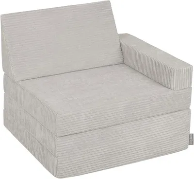 Imagen del producto de Silla infantil plegable de espuma, sillón para niños, silla para habitación infantil, silla con colchón plegable, sillón reclinable, sillón cómodo, color gris claro
