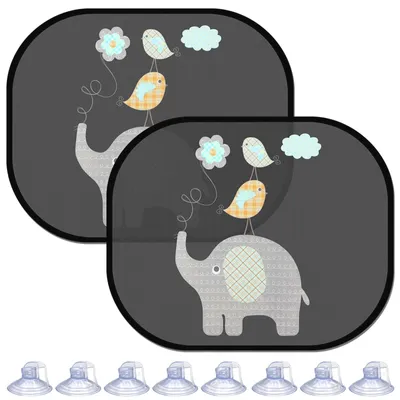 Image de Pare-soleil pour voiture pour bébés avec 8 ventouses et d'adorables motifs d'animaux, 44 x 36 cm, avec protection UV, pare-soleil pour enfants