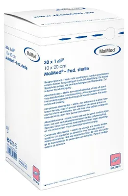 Zdjęcie produktu dla MaiMed-Pad-sterylne płatki chłonne 10x10cm 60x1 szt/pudełko | pudełko (60 sztuk)