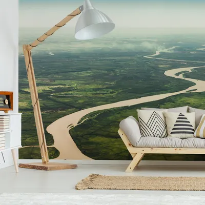 Produktbild von Muralo XXL Vlies FOTOTAPETE FLUSS der Amazonas Aussicht von oben 3D Effekt (B) 405 cm x (H) 270 cm Tapete Wandtapete WOHNZIMMER SCHLAFZIMMER 4576