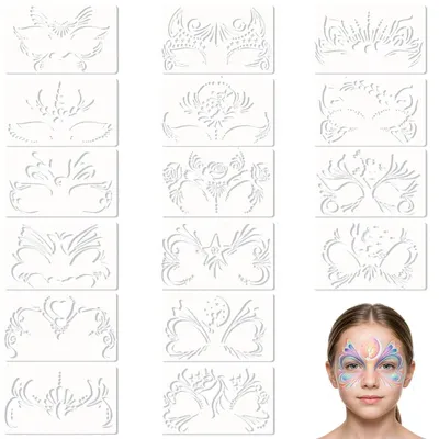 Gesichtsschablonen-Set, 16 Stück, 20×12 cm, wiederverwendbar