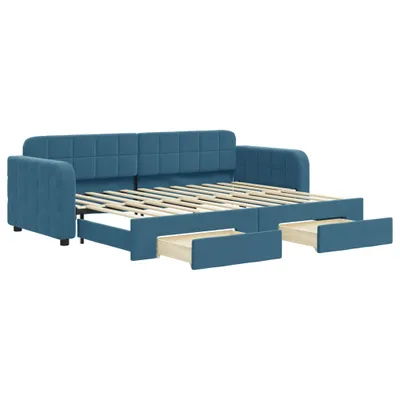 Immagine prodotto di vidaXL Letto da giorno allungabile con cassetti blu 80x200 cm in velluto