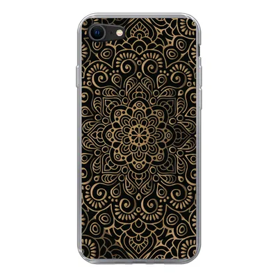 Produktbild von MuchoWow® Handyhülle Schutzhülle Hülle für iPhone SE 2022 Goldenes Muster auf schwarzem Hintergrund Silikon Softcase Handy Hülle - Schutzhülle