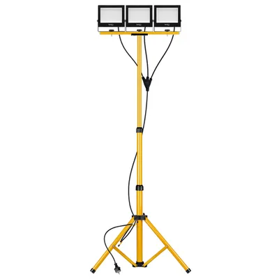 Obrázok produktu pre Stavebné svietidlo MasterLED so statívom 3x50 W, 12 000 lm, 4500 K, IP65, pracovné svietidlo, 3-svetelné, žlté a čierne, pre staveniská
