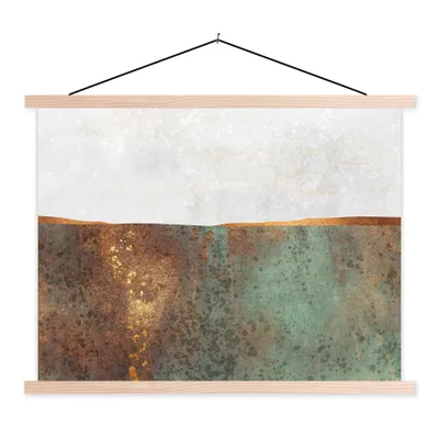 Produktbild von MuchoWow® Textilposter Abstrakt - Luxus - Gold 40x30 cm mit holzfarbenen Rahmen - Bilder
