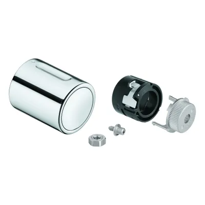 Produktbild von GROHE Temperaturwählgriff 49124, für IR-Brausethermostat Eurosmart Cosmopolitan E Special, Wandmontage Auf- und Unterputz, ergonomische Metallgriff, GROHE SafetyPlus voreinstellbarer Sicherheitsendanschlag zwischen 35 und 43 Grad C, chrom