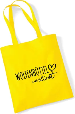 Produktbild von Huuraa Jutebeutel Wolfenbüttel verliebt 10 Liter Yellow Baumwolle Tasche Geschenkidee