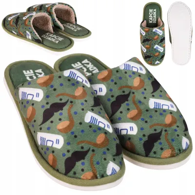 Produktbild von Hausschuhe Grün - warme Hausschuhe 42-43 - Pantoffeln - Geschenk zum Großvatertag