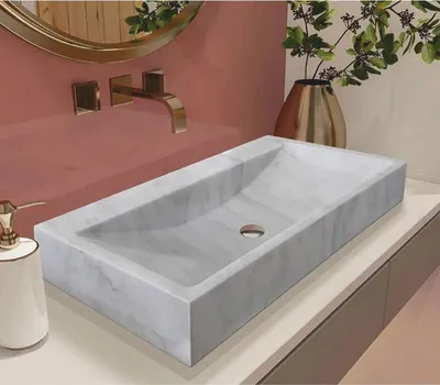 Zdjęcie produktu dla Luksusowa marmurowa umywalka Casa Padrino biała 74,9 cm - Akcesoria łazienkowe
