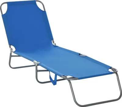 Image de Chaise longue de camping pliable avec dossier réglable, jusqu'à 120 kg, bleue