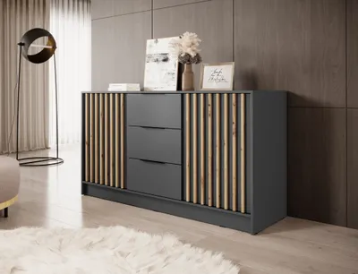 Produktbild von Minio go for it, Kommode, "NELLY", dreitürig, Graphit -Artisan Eiche