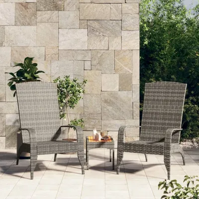 Obrázok produktu pre The Living Store Záhradné kreslo Adirondack sivé z polyratanu