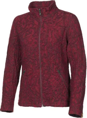 Produktbild von Ivanhoe Damen Wollstrickjacke mit Reißverschluss Tuva Jaquard Deep Red - Rot