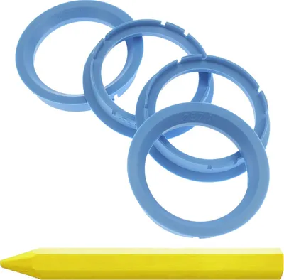 Produktbild von 4X Zentrierringe 70,0 x 57,1 mm Hellblau Felgen Ringe + 1x Reifen Kreide Fett Stift