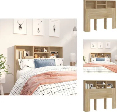 Produktbild von vidaXL Bett-Kopfteil mit Ablagen Sonoma-Eiche 120x19x103,5 cm -  Kopf- & Fußenden