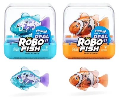 Immagine prodotto di Robo Alive Robo Fish Giocattolo galleggiante, confezione da 2, arancione e turchese