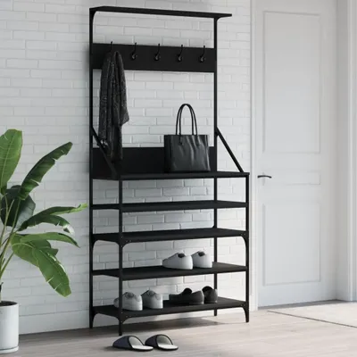 Obrázek produktu pro vidaXL Věšák na kabáty s botníkem černý 90x34x184 cm