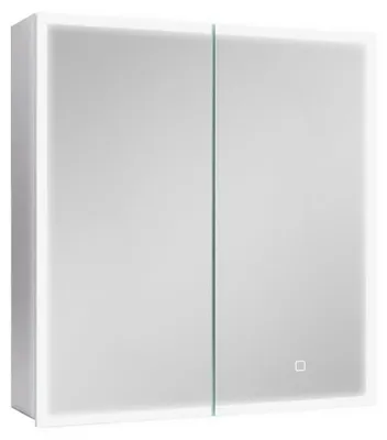 Imagen del producto de Espejo de baño MDF con iluminación LED y sensor, 65 x 70 cm, color blanco