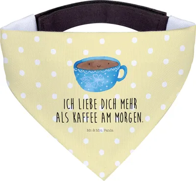 Produktbild von Mr. & Mrs. Panda Bandana Kaffee Tasse - Gelb Pastell - Geschenk, Glücklich, Geschmack, Halstuch Hund, für, Liebe, Hunde, Lustige Sprüche, Genuss, Hals Tuch, Dreieckstuch