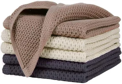 Produktbild von Baumwolltücher Spültücher Baumwolle spültuch Baumwolle waschbar für Haushalt Küche Geschirr 6er Set 33x33 cm Grau+Beige+Braun