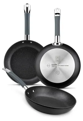 Produktbild von BRA Master | 3er-Set Bratpfannen (20, 24, 28 cm), geschmiedetes Aluminium, mit Silikongriff, geeignet für alle Herdarten, inklusive Induktion