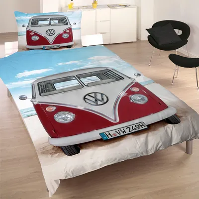 Zdjęcie produktu dla VW Volkswagen Bulli Beach 089 pościel Linon / Renforcé